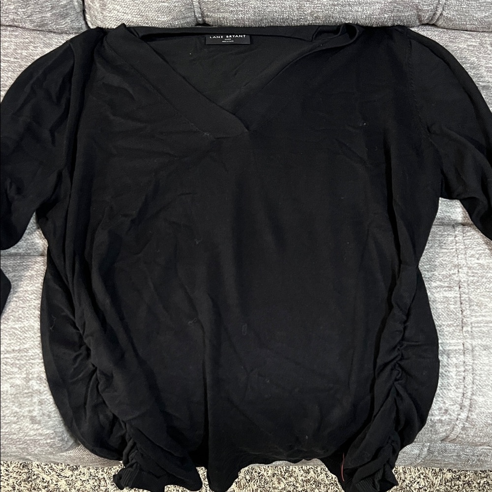 Lane Bryant Elegant Black V-Neck Blouse